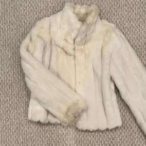 Real Fox Fur Cream White Jacket